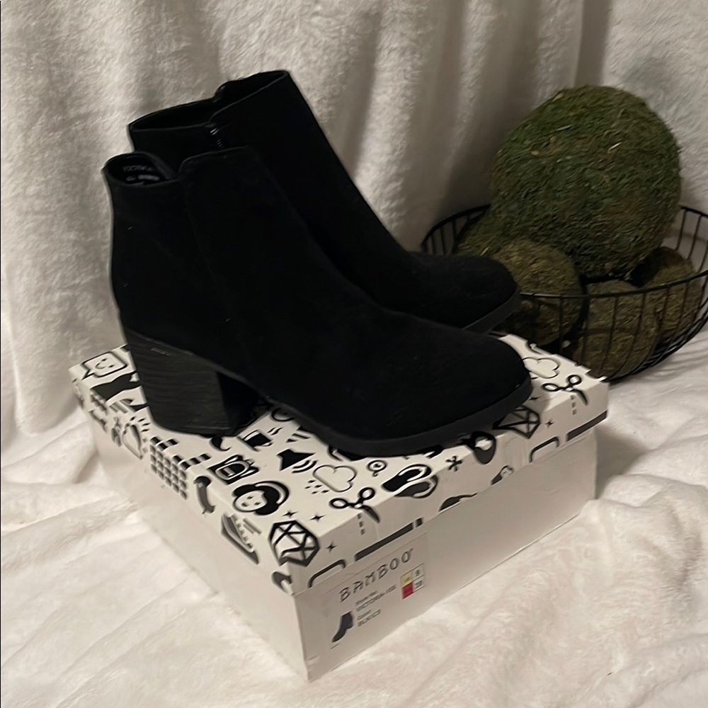Bamboo Black Ankle Boots